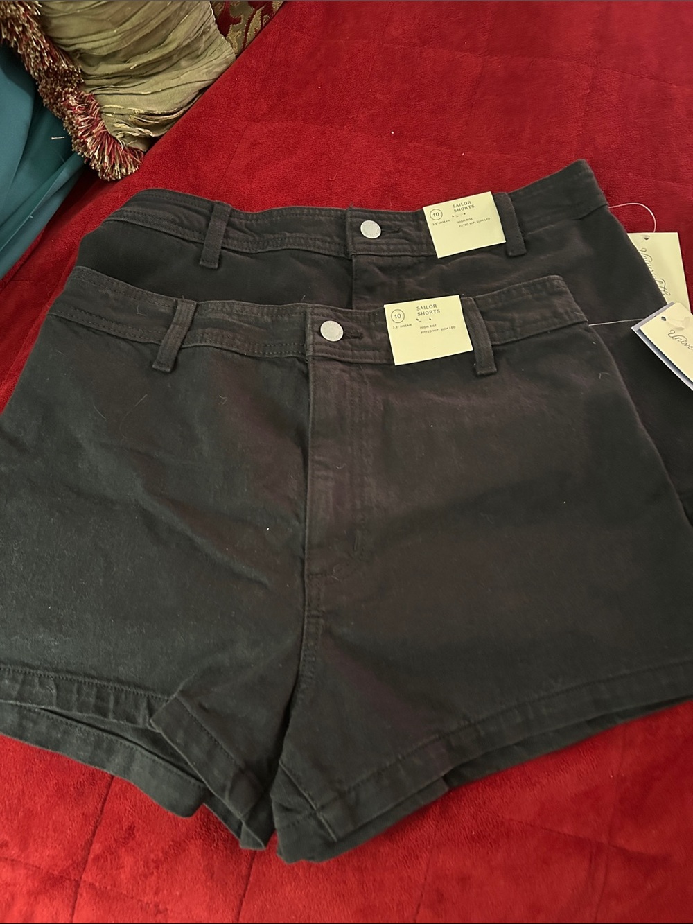 2 pair Women's Black Cotton Blend Sailor Shorts